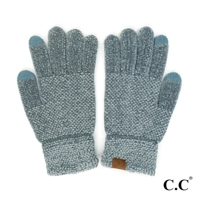 Chenille Gloves-Steel Blue-50% OFF