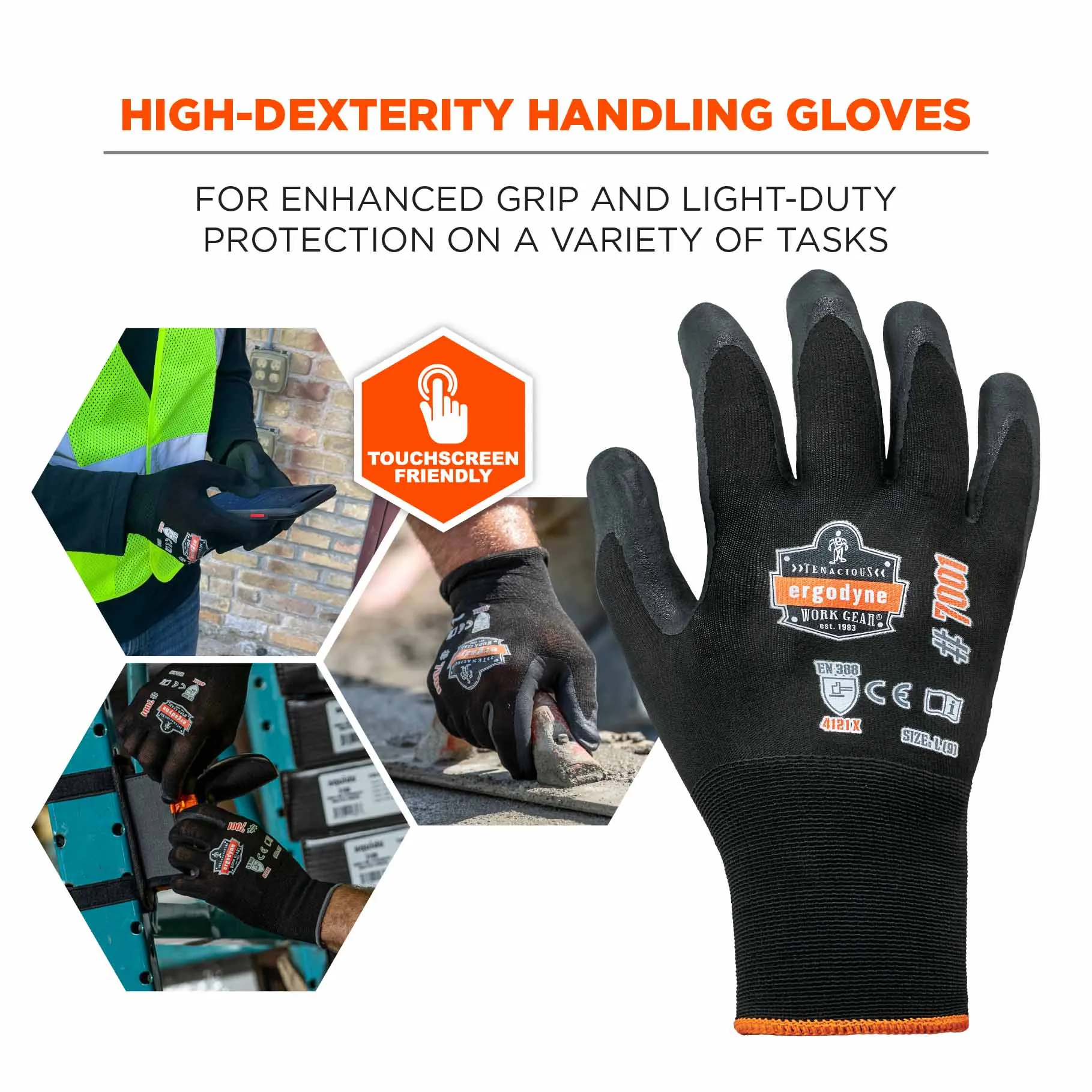 Ergodyne 17953 7001 M Black Nitrile-Coated Gloves - DSX