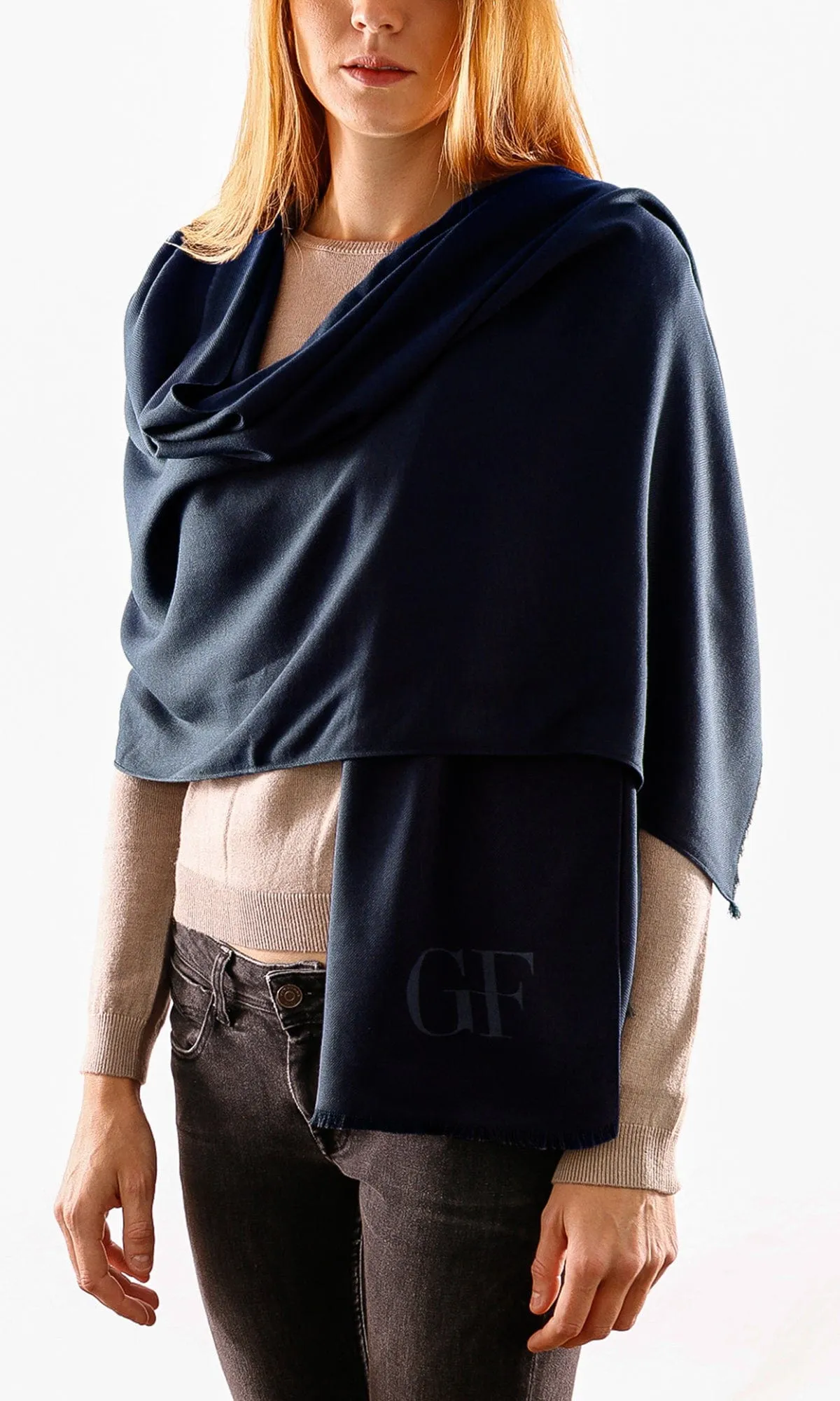 Gianfranco Ferre Navy Blue Pashmina Scarf